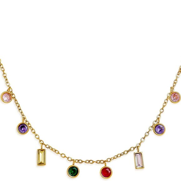 Gold Heart Pearl Charm Choker Necklace for Woman, Boho Birthstone Natural Stone - Picture 1 of 7